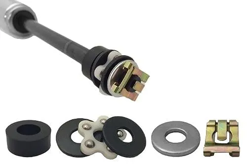 A gas lift repair kit with flat washers, a lock washer and a retaining clip.